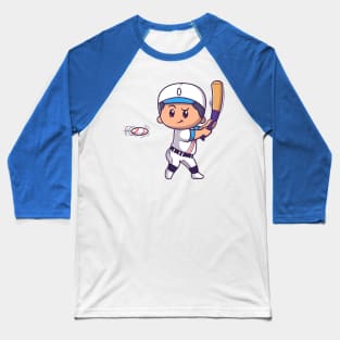 Cute Boy Playing Baseball Cartoon Baseball T-Shirt